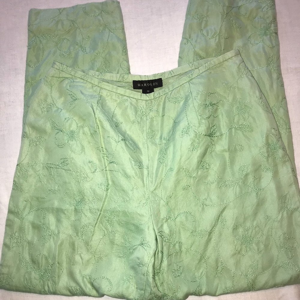 Harold's Green Casual Embroidered Pants
